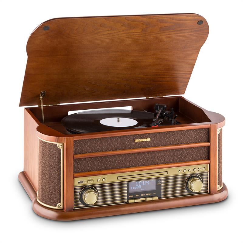 Auna Belle Epoque 1908 DAB, sistem stereo retro, gramofon, DAB +