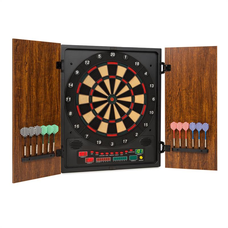 KLARFIT DARTMASTER 180, maro, dartboard, joc cu săgeți, vârfuri moi, ușă