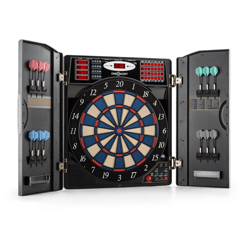 Oneconcept masterdarter elektromos darts céltábla, puha hegyek, fém hatás