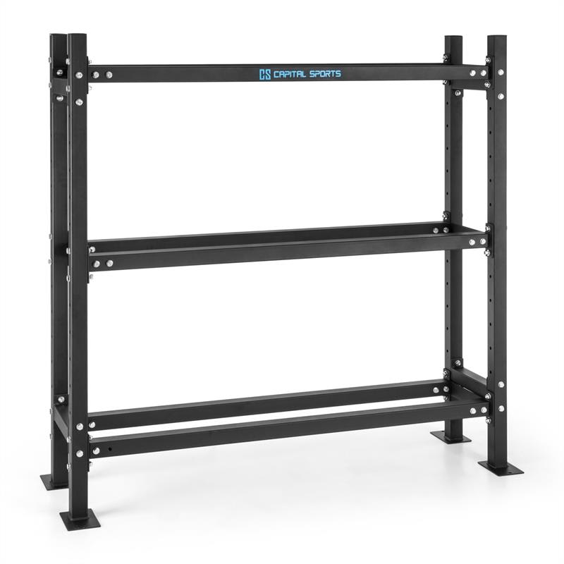 Capital Sports Traytor B Storage Rack, regál na závaží, 3 patra, ocel, černá