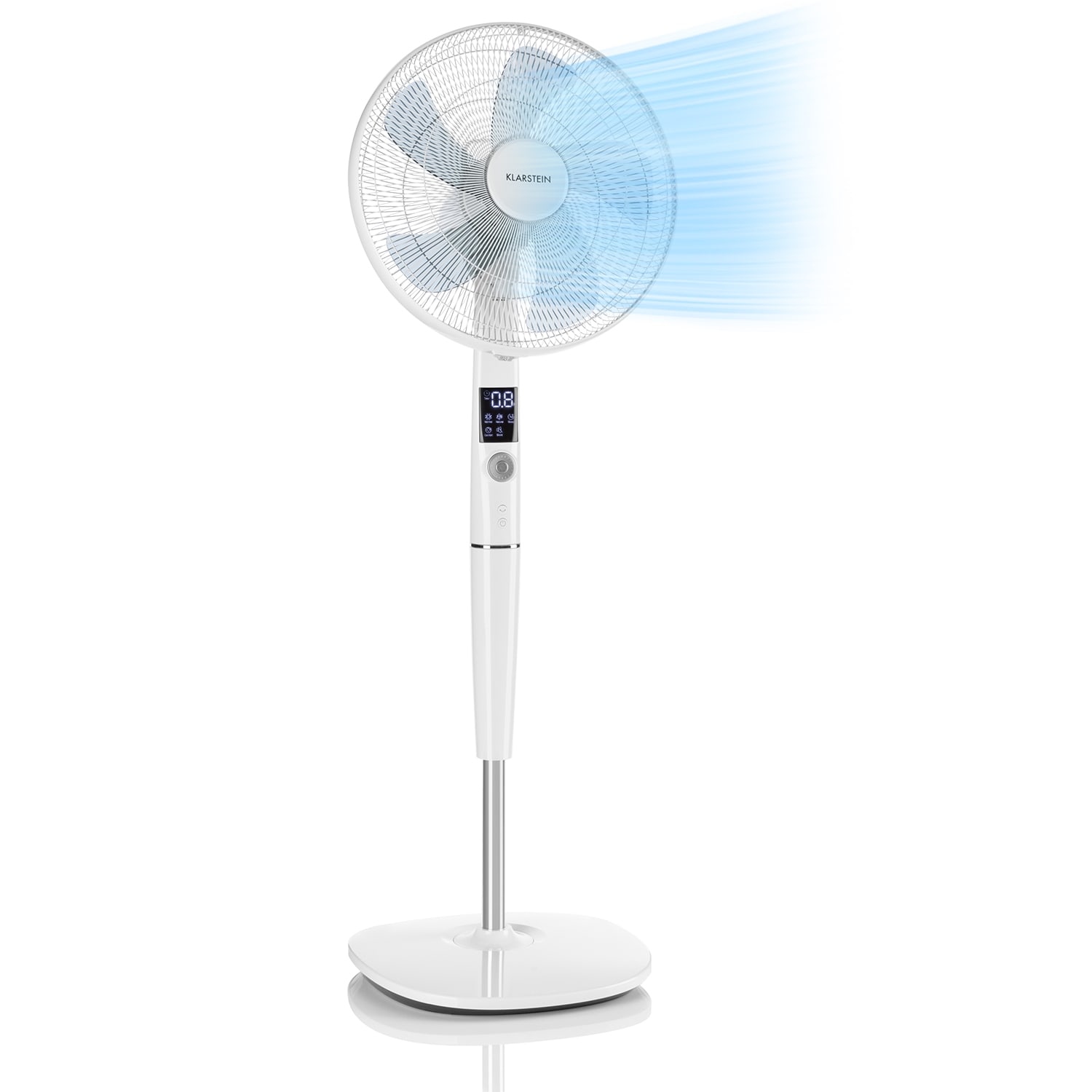 E-shop Klarstein Silent Storm, stojanový ventilátor, 16" (41 cm), 5-listá vrtuľa, 80 m³, 35 W, biely