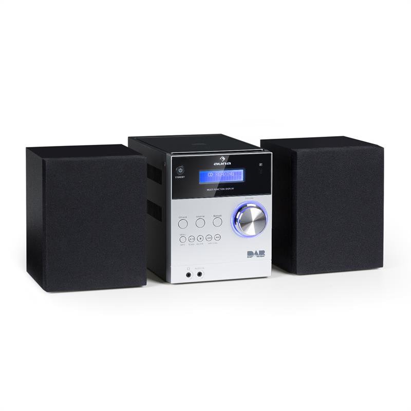 E-shop Auna MC-20 DAB micro stereo zariadenie, DAB+, bluetooth, diaľkové ovládanie, strieborná farba