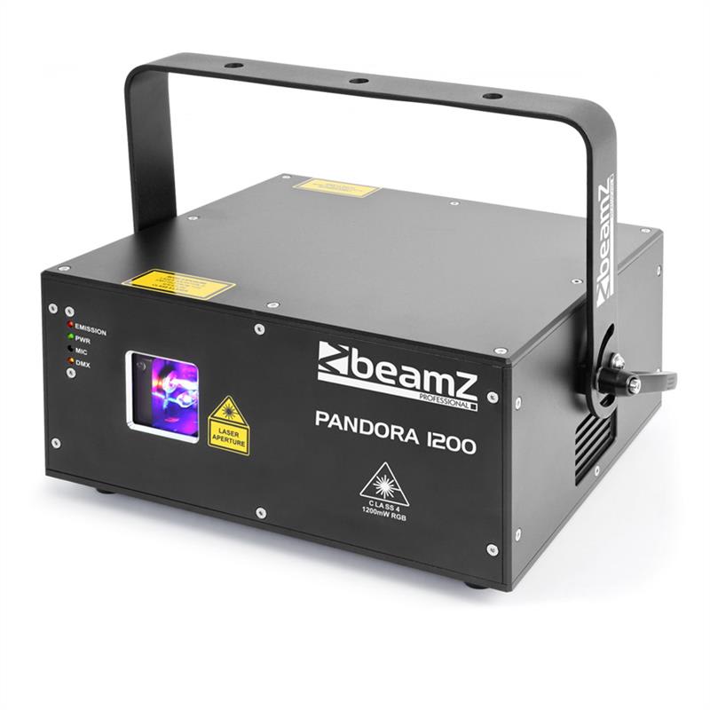 Levně Beamz Pandora 1200, TTL RGB laser, 12/23 DMX kanálů, třída: 4, černý