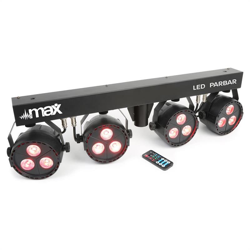 MAX Max led par-bar-set 4 cestní kit 3x 4-v-1 led rgbw včetně t-baru a stojanu