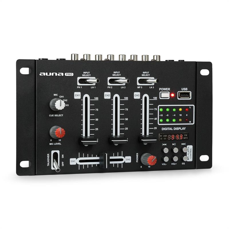 E-shop Auna Pro DJ-21 DJ-mixér mixážny pult, USB, čierna farba