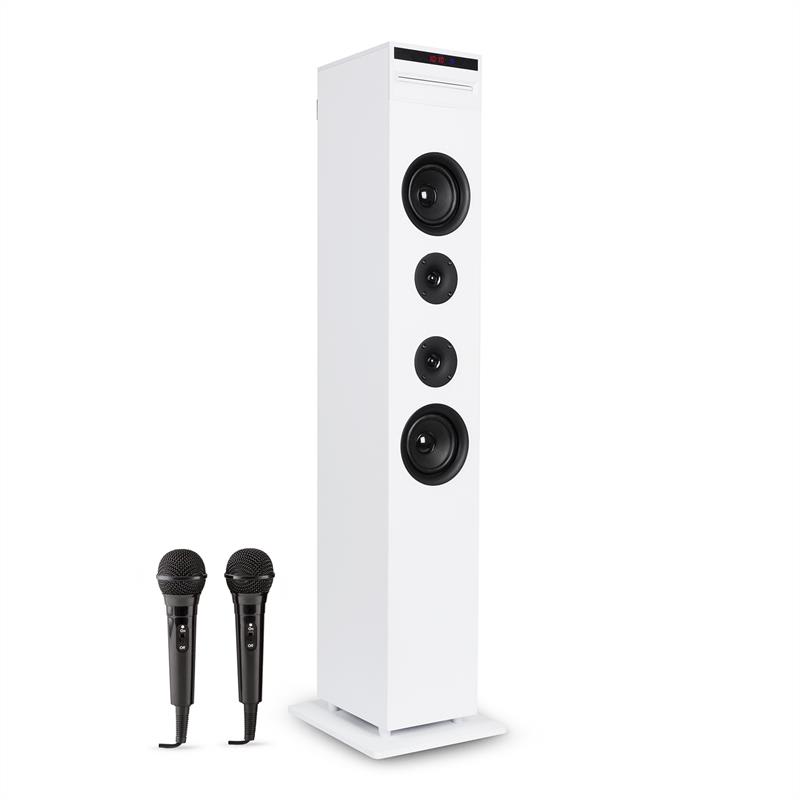 Auna KARABOOM CD, dispozitiv pentru karaoke, bluetooth, mp3, port USB, microfon, telecomandă, culoare albă