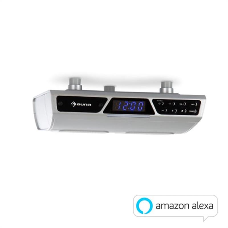 Auna Intelligence, radio cu bluetooth, WLAN, Alexa, handsfree, argintiu