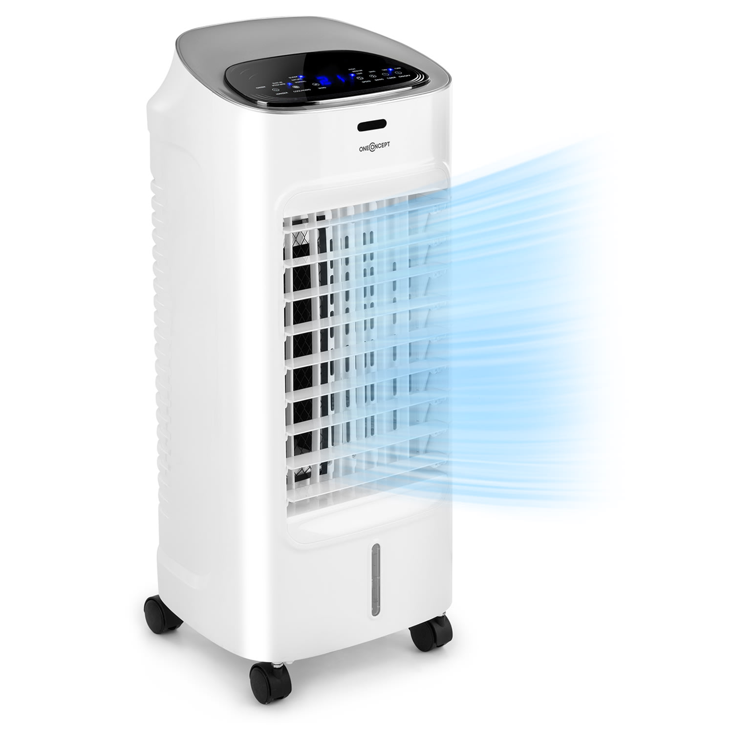 E-shop OneConcept Coolster, ochladzovač vzduchu, ventilátor, ionizátor, 60 W, 320 m³/h , 4 l nádrž, biely