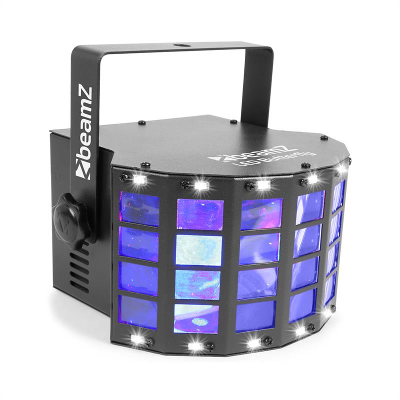 Beamz led butterfly 3x3w rgb + 14xsmd strobe, zenével vezérelt- és automata üzemmód