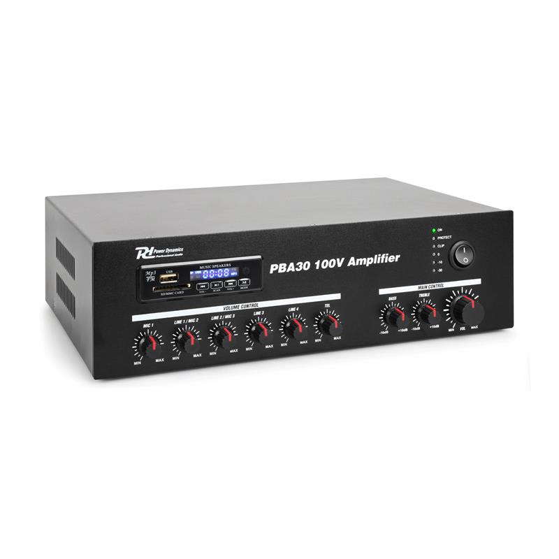 Power dynamics pba30, 100 v zosilňovač, 30 w, usb/sd, mp3, bluetooth