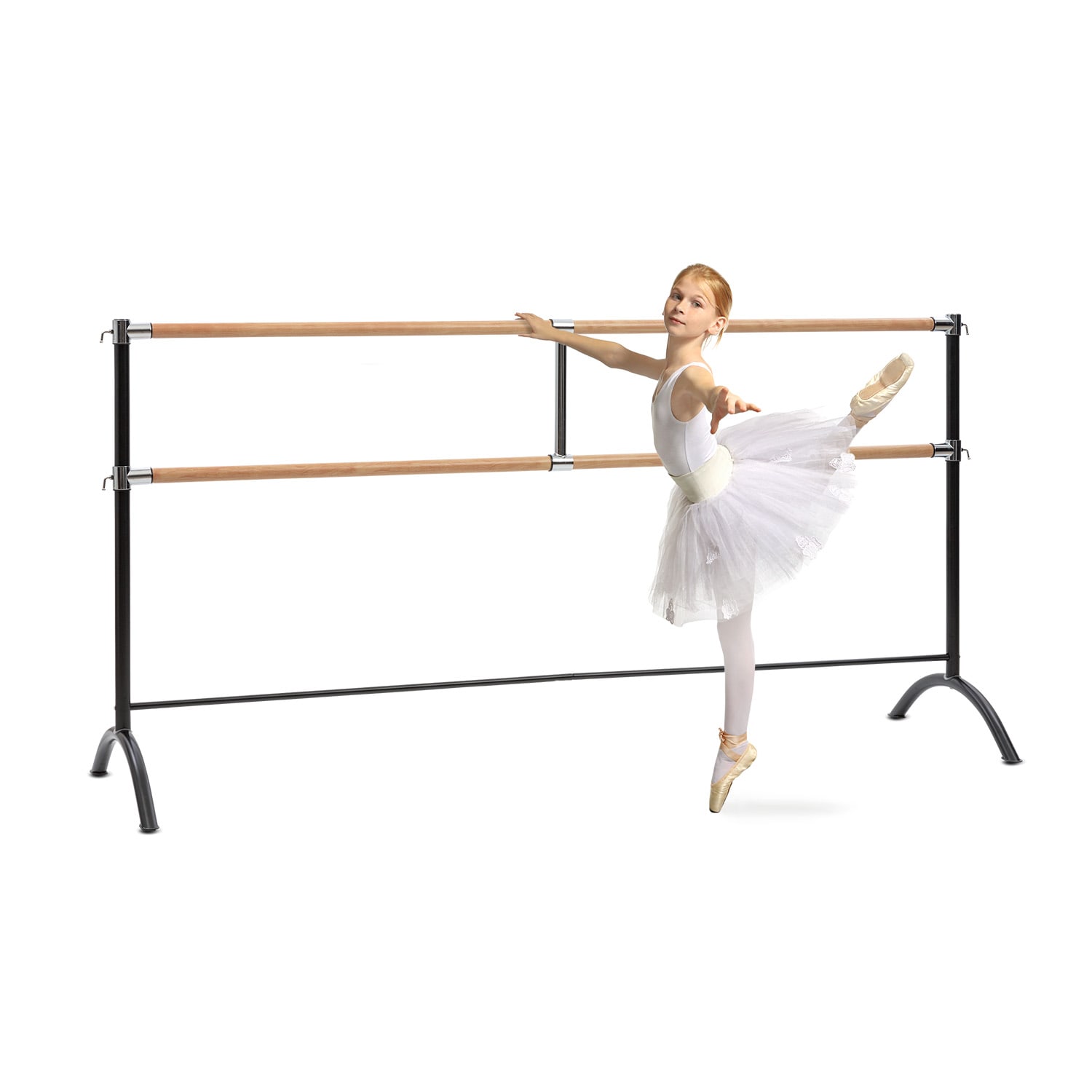 E-shop KLARFIT Barre Marie, dvojitá baletná tyč, voľne stojaca, 220 x 113 cm, 2 x 38 mm Ø