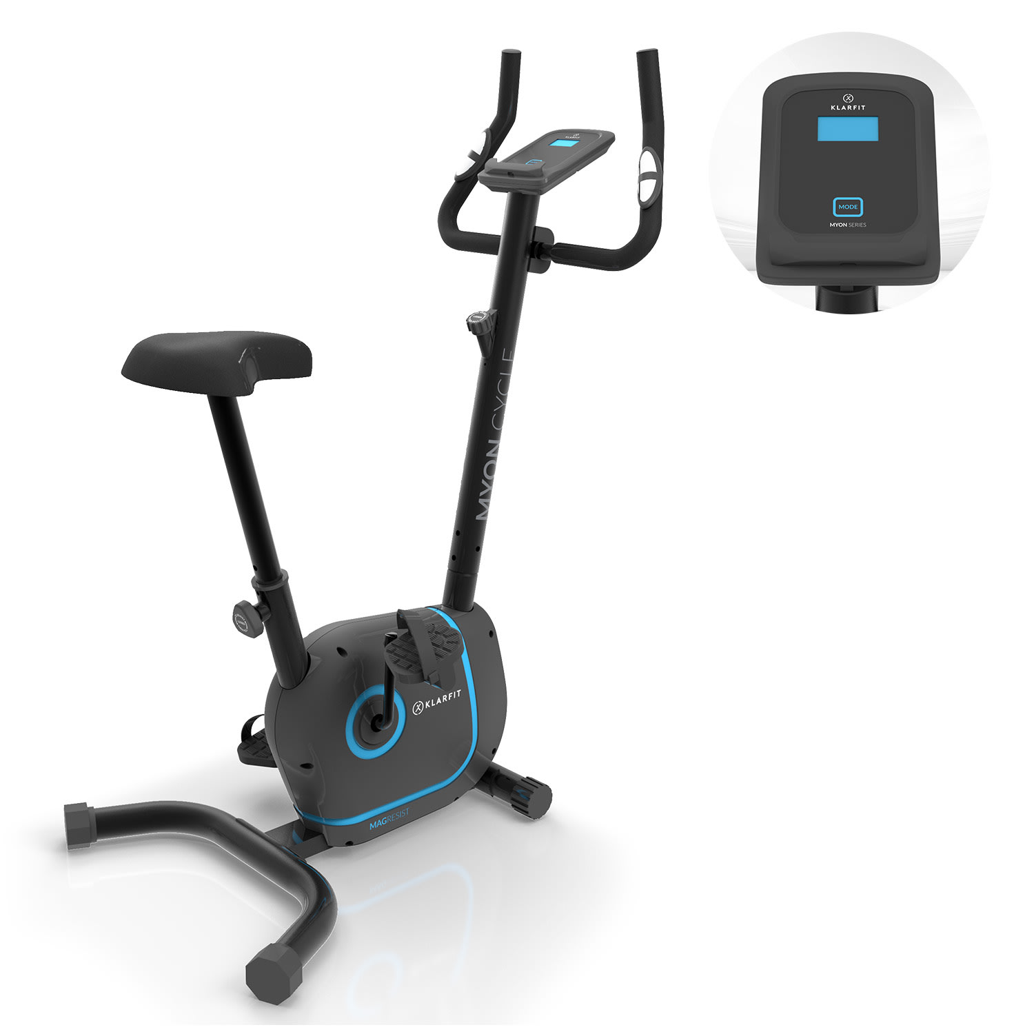 Levně KLARFIT Myon Cycle, domácí rotoped, stacionární, cyklotrenažér, 12 kg setrvačník, SmartCardio Studio, černý