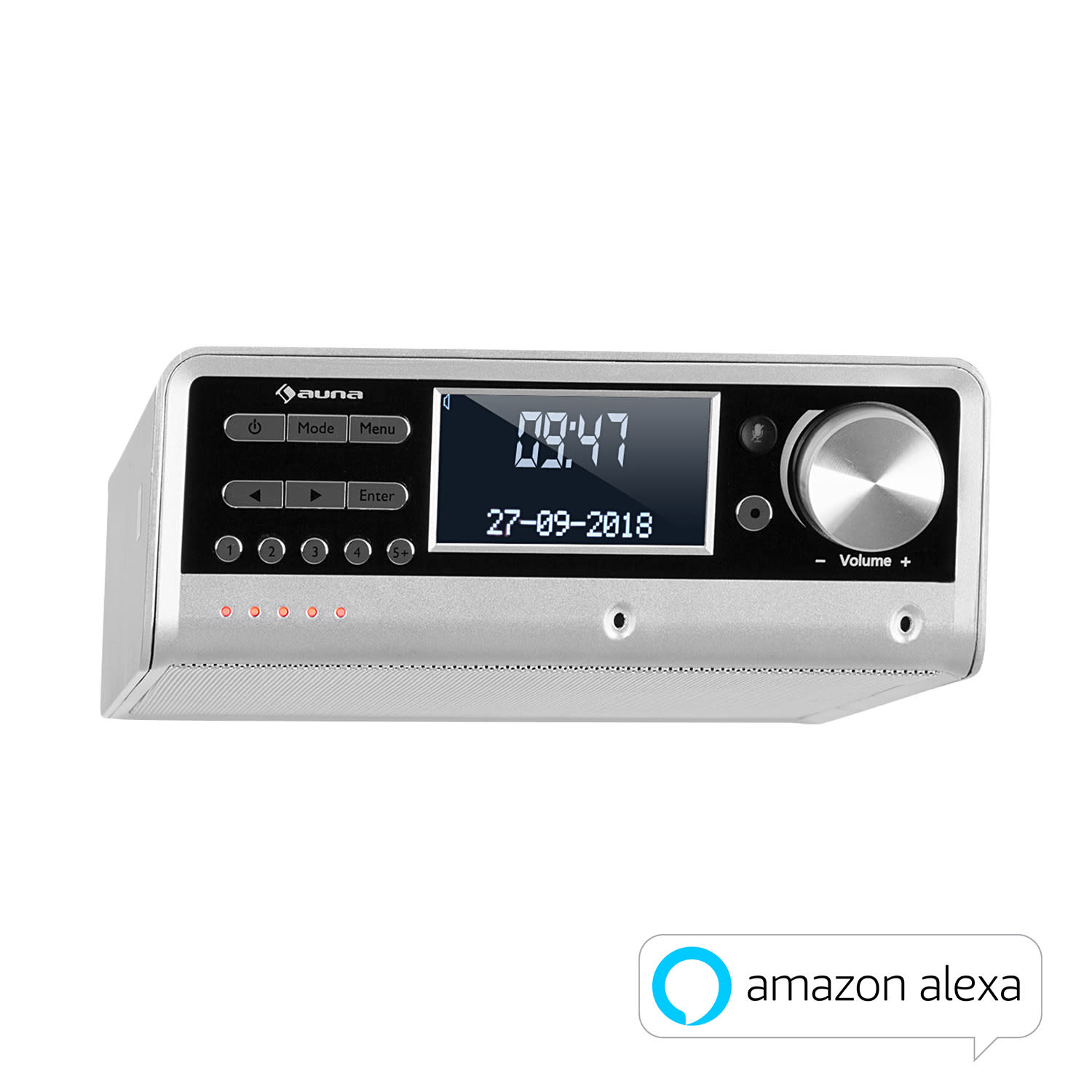 Auna Intelligence DAB+, kuchyňské rádio, hlasové ovládání Alexa, Spotify, bluetooth, stříbrné