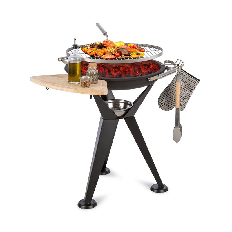 Blumfeldt Caruso, 2 az 1-ben tűzrakó tál és grillező, O 58 cm, fordulás funkció, O 55 cm grill, fekete