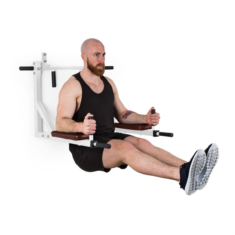 KLARFIT Bouncer MultiGym Pull Up & Dipstation, 200 kg, oțel, albă