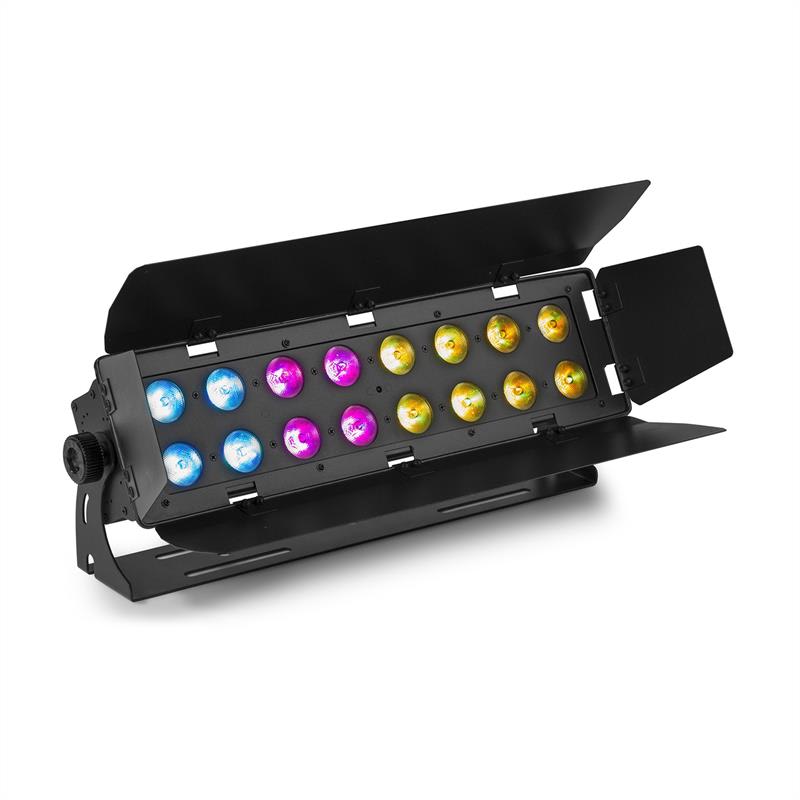 E-shop Beamz WH192, wall wash svetelný efekt, 100 W, 16 x 12 W 6 v 1 LED diódy, RGBWA-UV, IR diaľkový ovládač, čierny