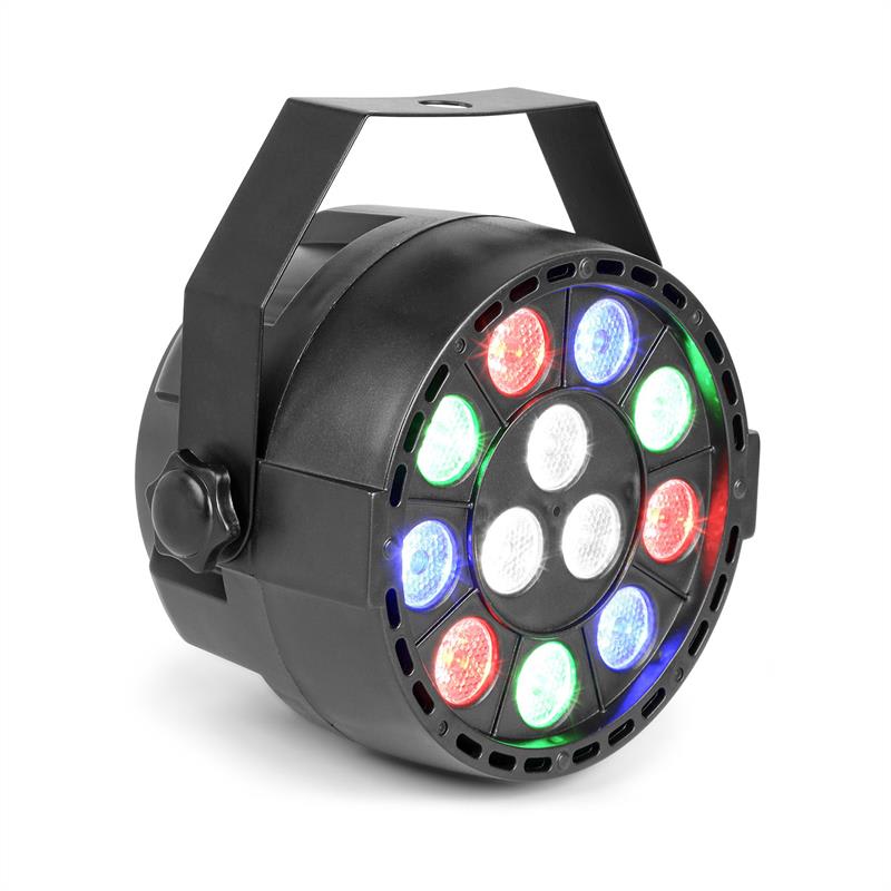 E-shop Beamz Party, UV Par reflektor, 15 W, 12 x UV LED dióda, DMX režim a samostatná prevádzka, LED displej, čierny