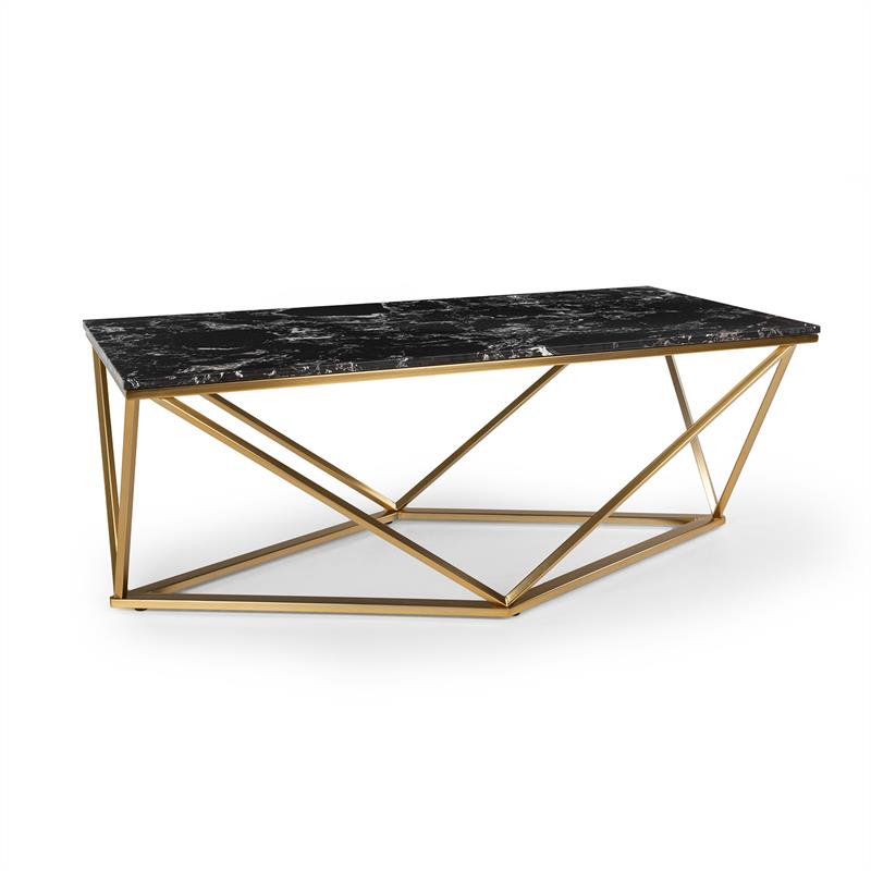 E-shop Besoa Black Onyx I, konferenčný stolík, 110 x 42,5 x 55 cm (Š x V x H), mramorový vzhľad, zlatý/čierny