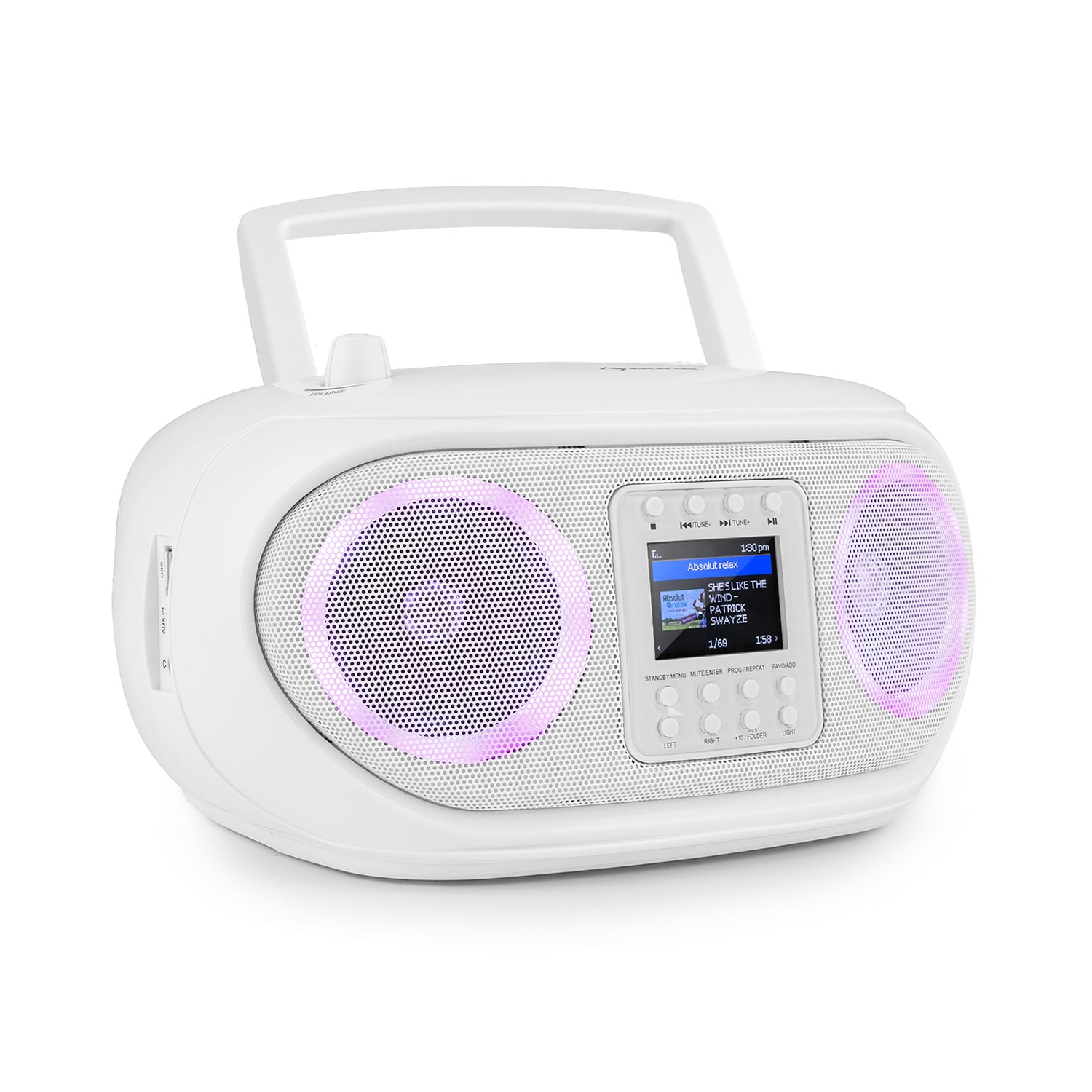 Auna Roadie Smart, boombox, internetové rádio, DAB/DAB+, FM, CD přehrávač, LED, WiFi, bluetooth