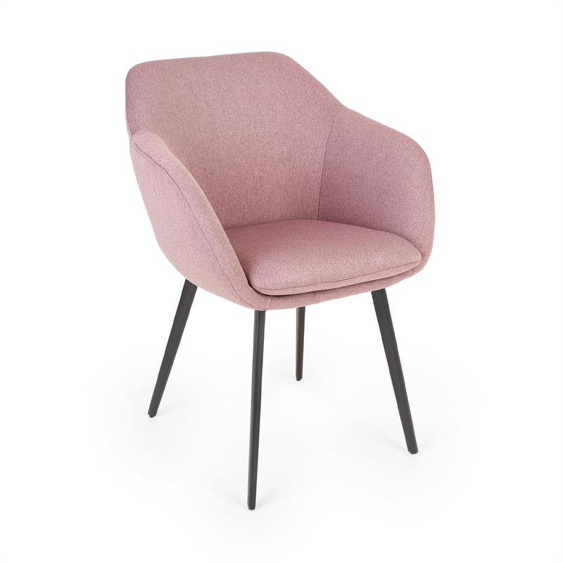 Levně Besoa James, čalouněná židle, pěnová výplň, 100% polyester, ocelové nohy, růžová