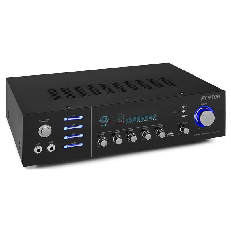 E-shop Fenton AV320BT, surround HiFi zosilňovač, 200 W RMS, (2 x 100 W na 8 Ohm), BT/USB/AUX