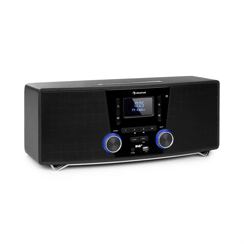 E-shop Auna Stockton, mikro stereo systém, max. 20W, DAB+, UKW, CD prehrávač, BT, OLED, čierny