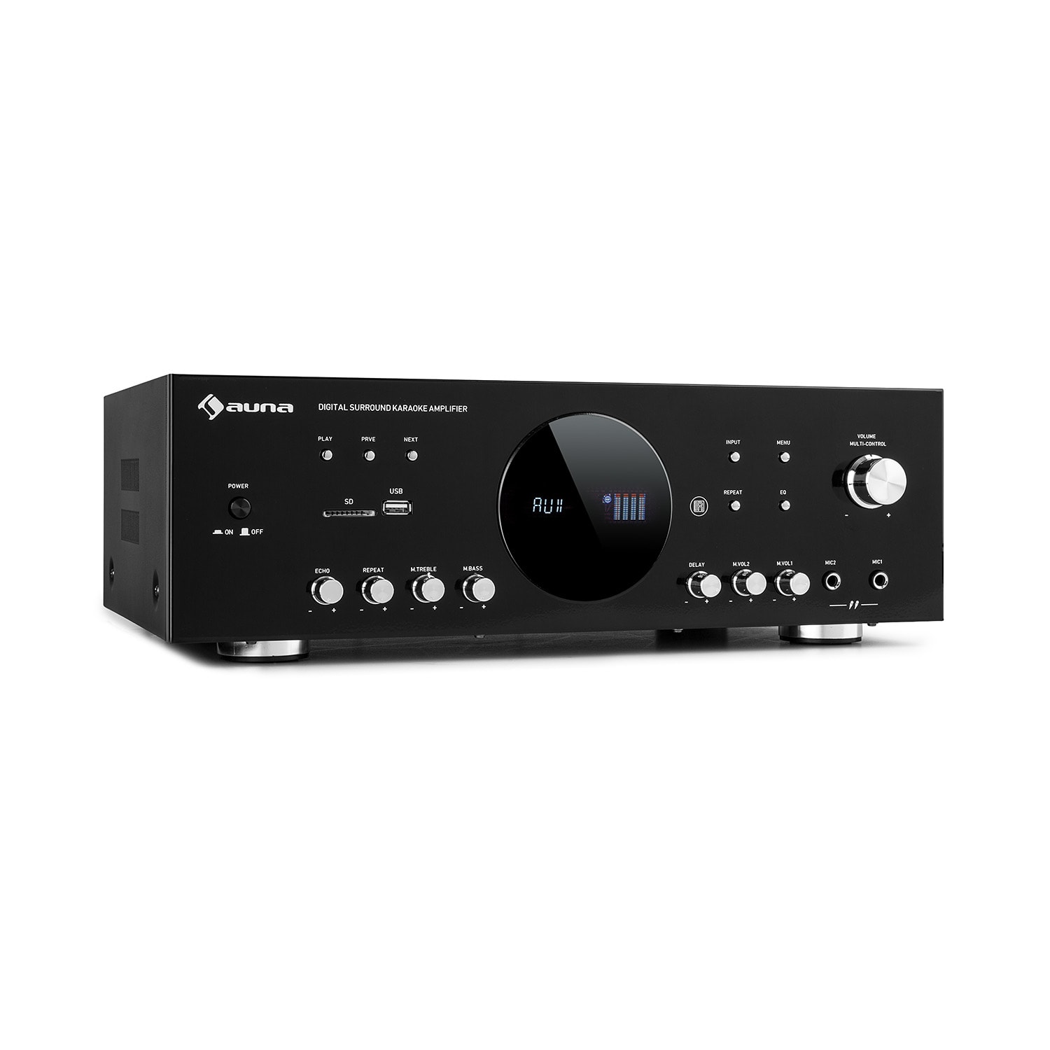 Auna amp-218 bt, digital-surround erősítő, 5.1, 2 x 120 w, 3 x 50 w, rms, bt, 2 x mikrofon