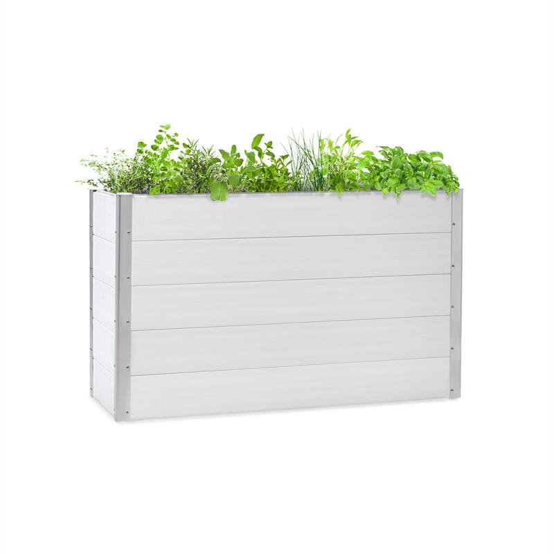 E-shop Blumfeldt Nova Grow, záhradný záhon, 150 x 91 x 50 cm, WPC, drevený vzhľad, biely