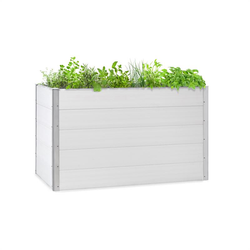 E-shop Blumfeldt Nova Grow, záhradný záhon, 150 x 91 x 100 cm, WPC, drevený vzhľad, biely