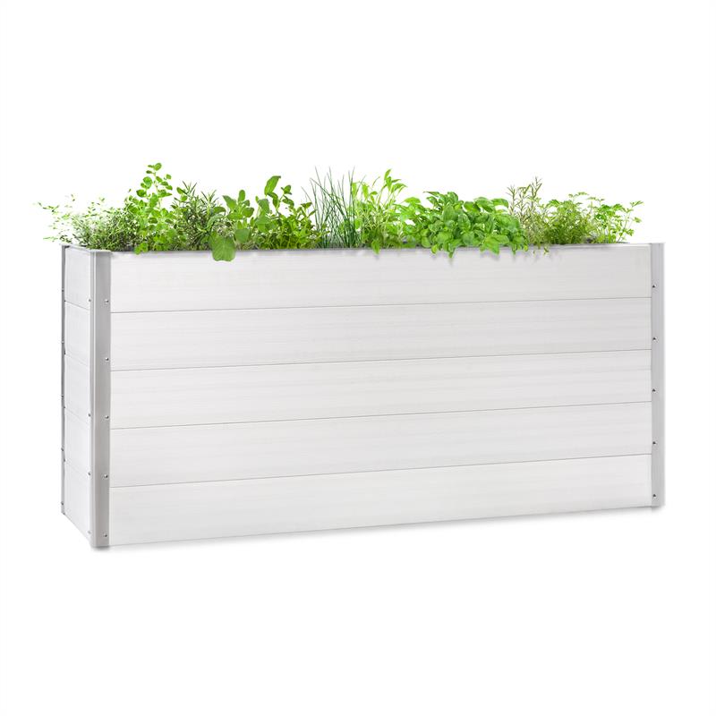 E-shop Blumfeldt Nova Grow, záhradný záhon, 195 x 91 x 50 cm, WPC, drevený vzhľad, biely