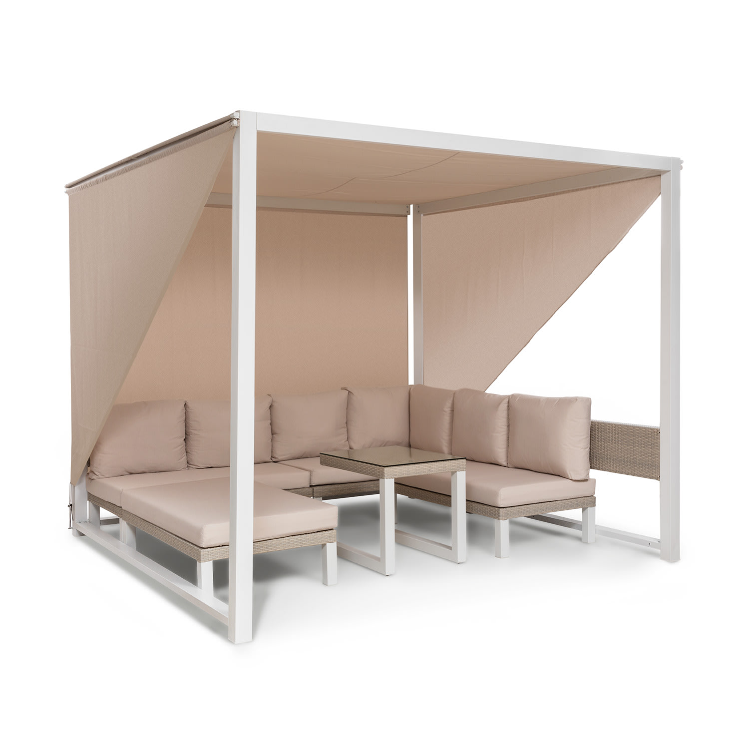 Blumfeldt havana & lounge-set, pergola & lounge-set, 270 x 230 x 270 cm, 4 dvojsedadlá, biela