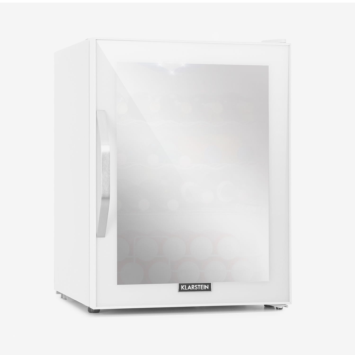 E-shop Klarstein Beersafe XL Quartz, chladnička, energet. trieda D, 60 l, LED, 2 kovové police, sklenené dvierka, biela