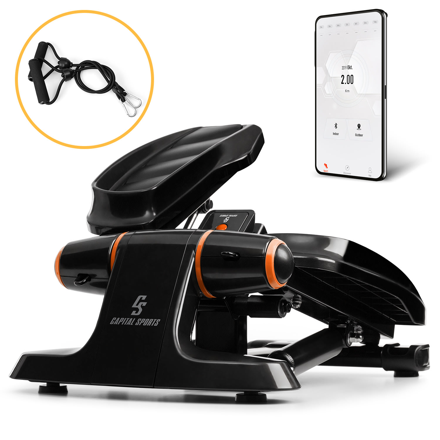 Capital Sports Galaxy Step, mini stepper, prémium taposófelület, LCD kijelző, applikáció, narancssárga