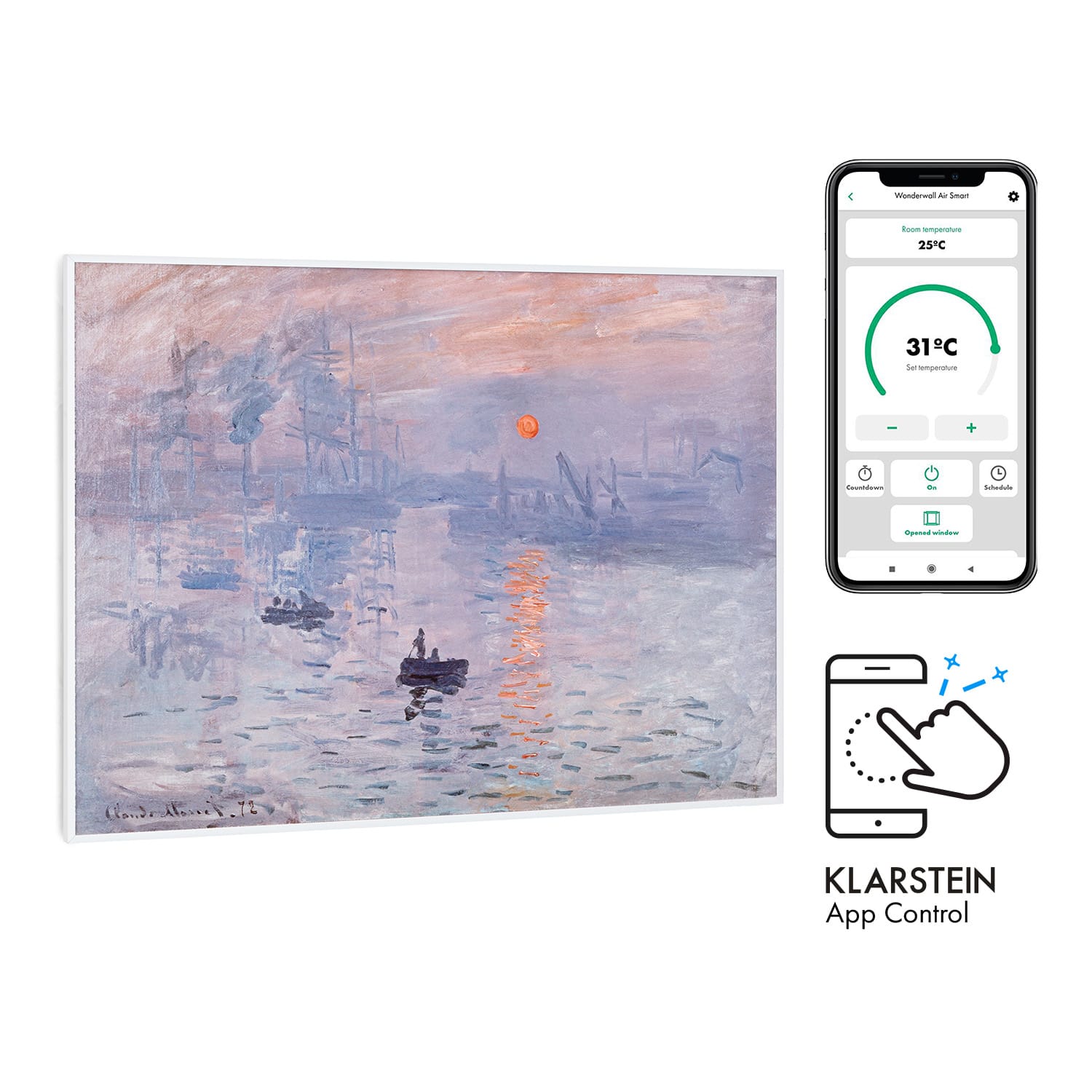 E-shop Klarstein Wonderwall Air Art Smart, infračervený ohrievač, 80 x 60 cm, 500 W, východ slnka