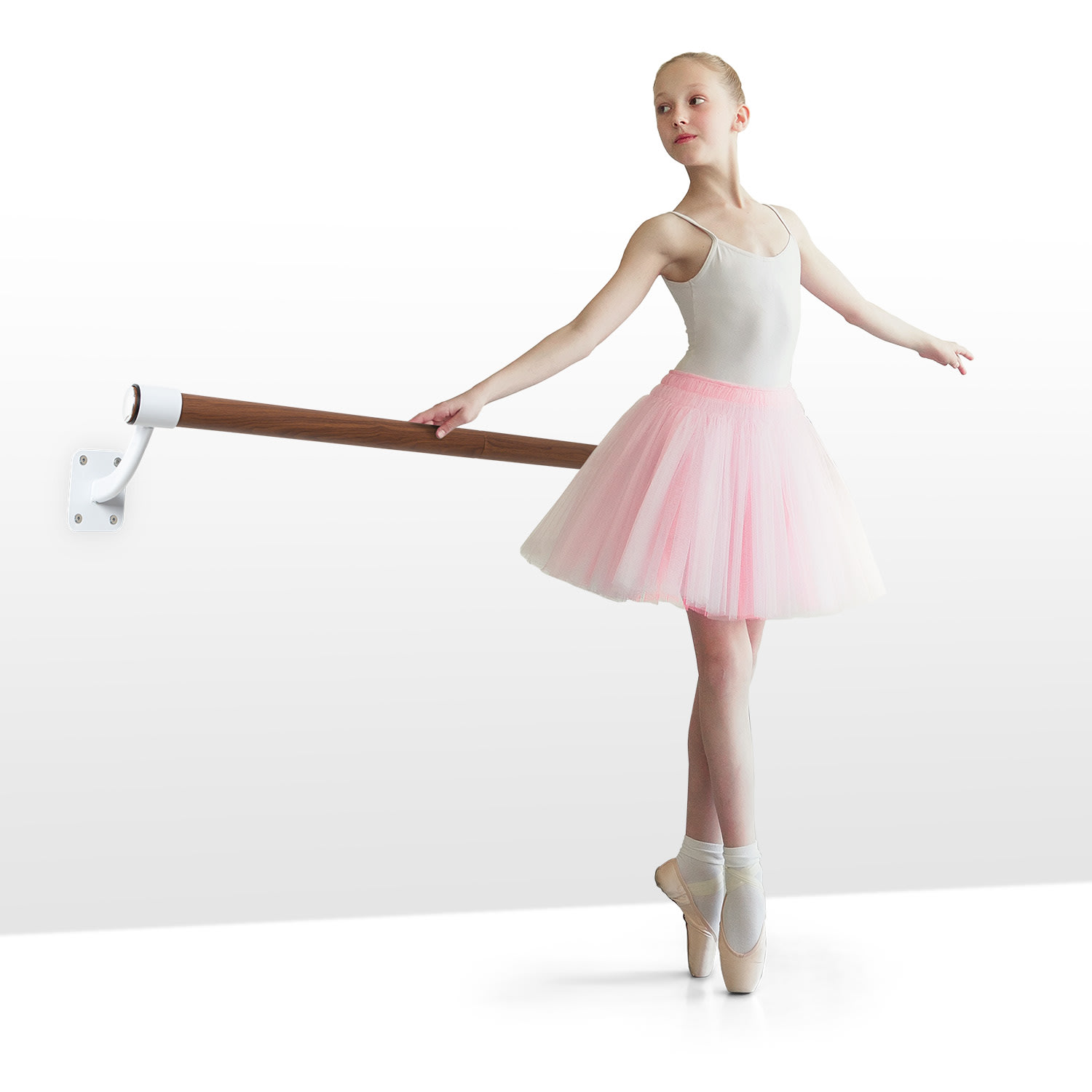 Levně KLARFIT Barre Mur, baletní tyč, 100 cm, žerď 38 mm O, nástěnná montáž,bílá