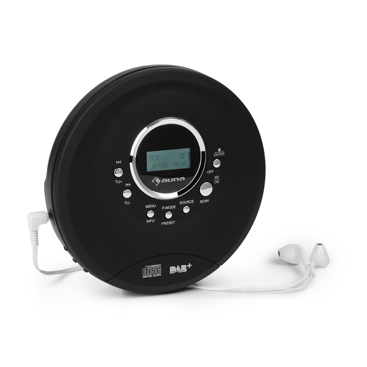 Auna CDC 200 DAB +, cd player portabil, DAB + / FM, CD MP3, baterie, afișaj LC