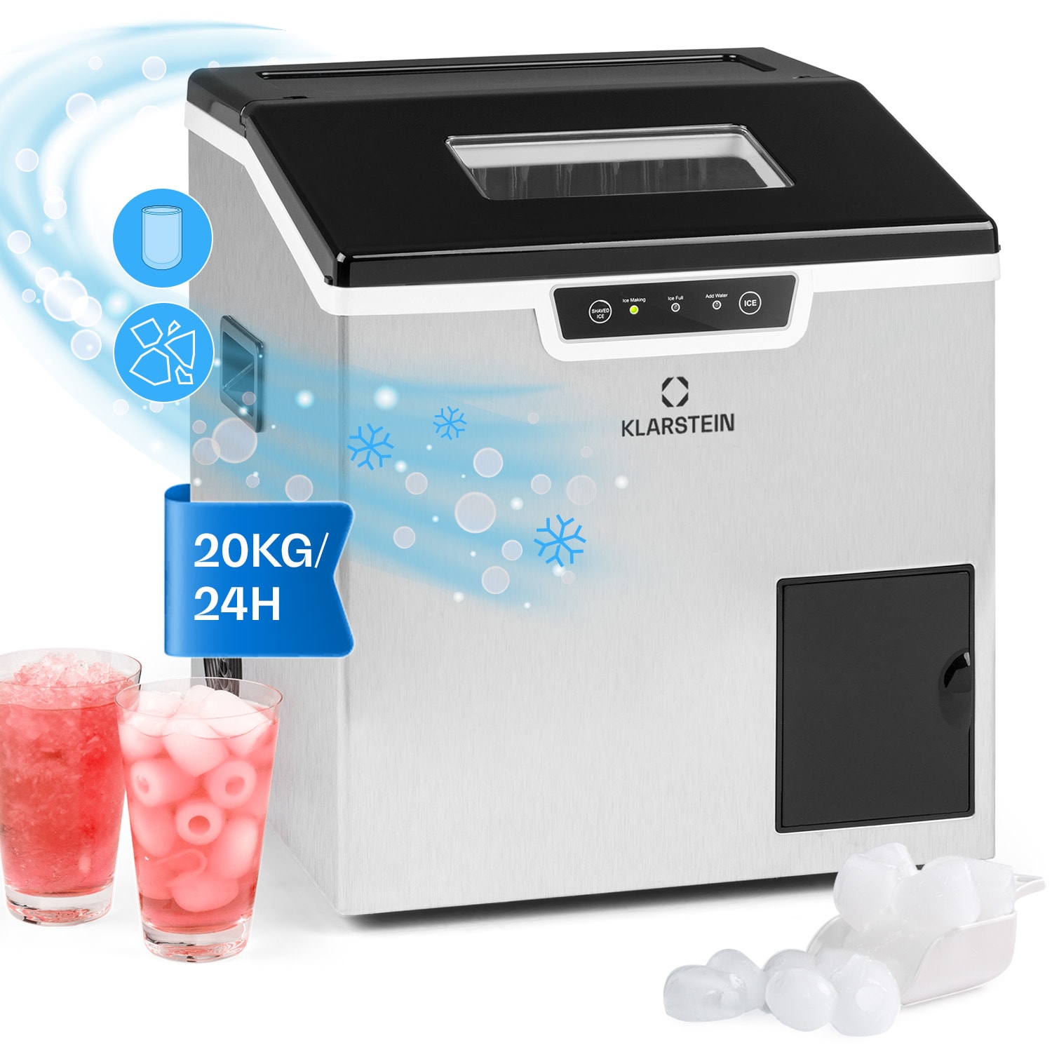 E-shop Klarstein Icefestival Bullet, výrobník ľadu, 400 W, nádrž 1,9 l, 20 kg/24 h