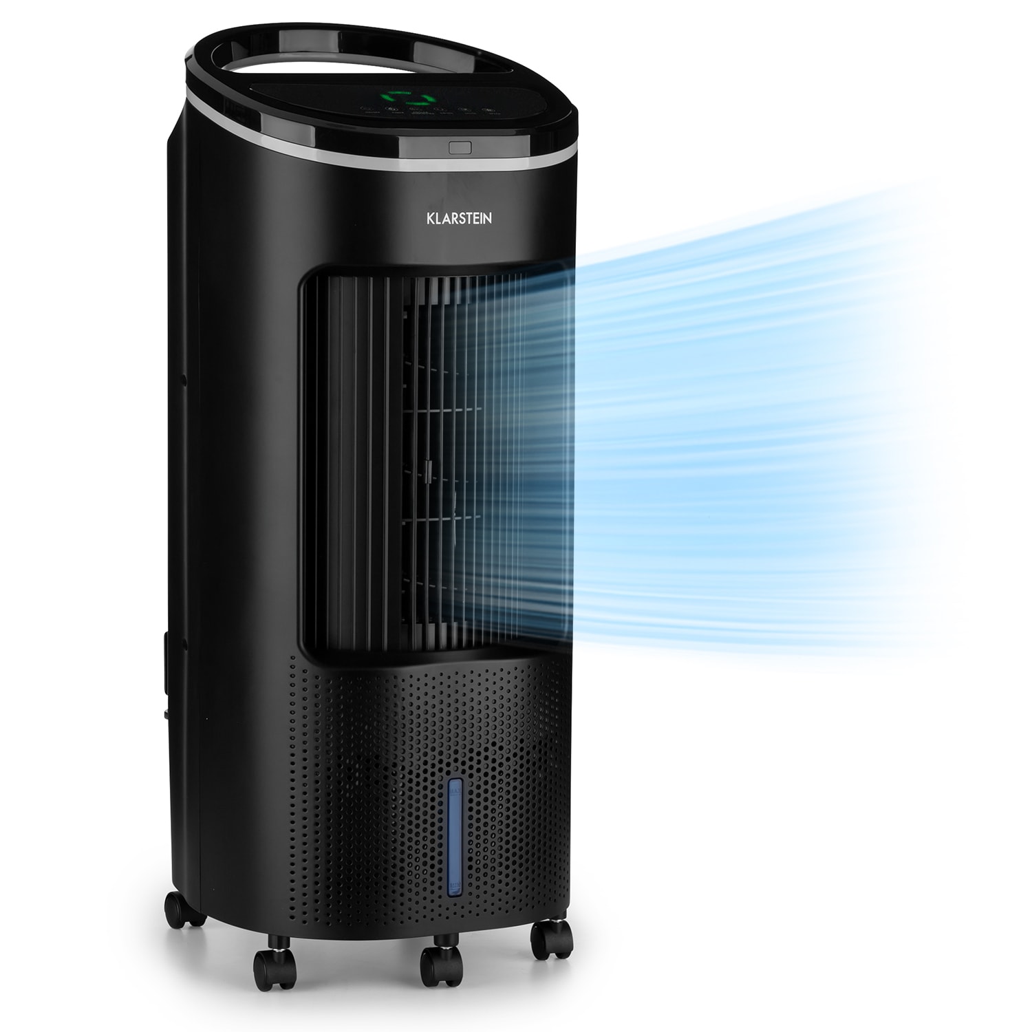 E-shop Klarstein IceWind Plus, 4 v 1 ochladzovač vzduchu, ventilátor, zvlhčovač vzduchu, čistič vzduchu, 330 m³/h, 65 W, 7 litrov, 4 rýchlosti, oscilácia, ionizátor, časovač, diaľkový ovládač, mobilný