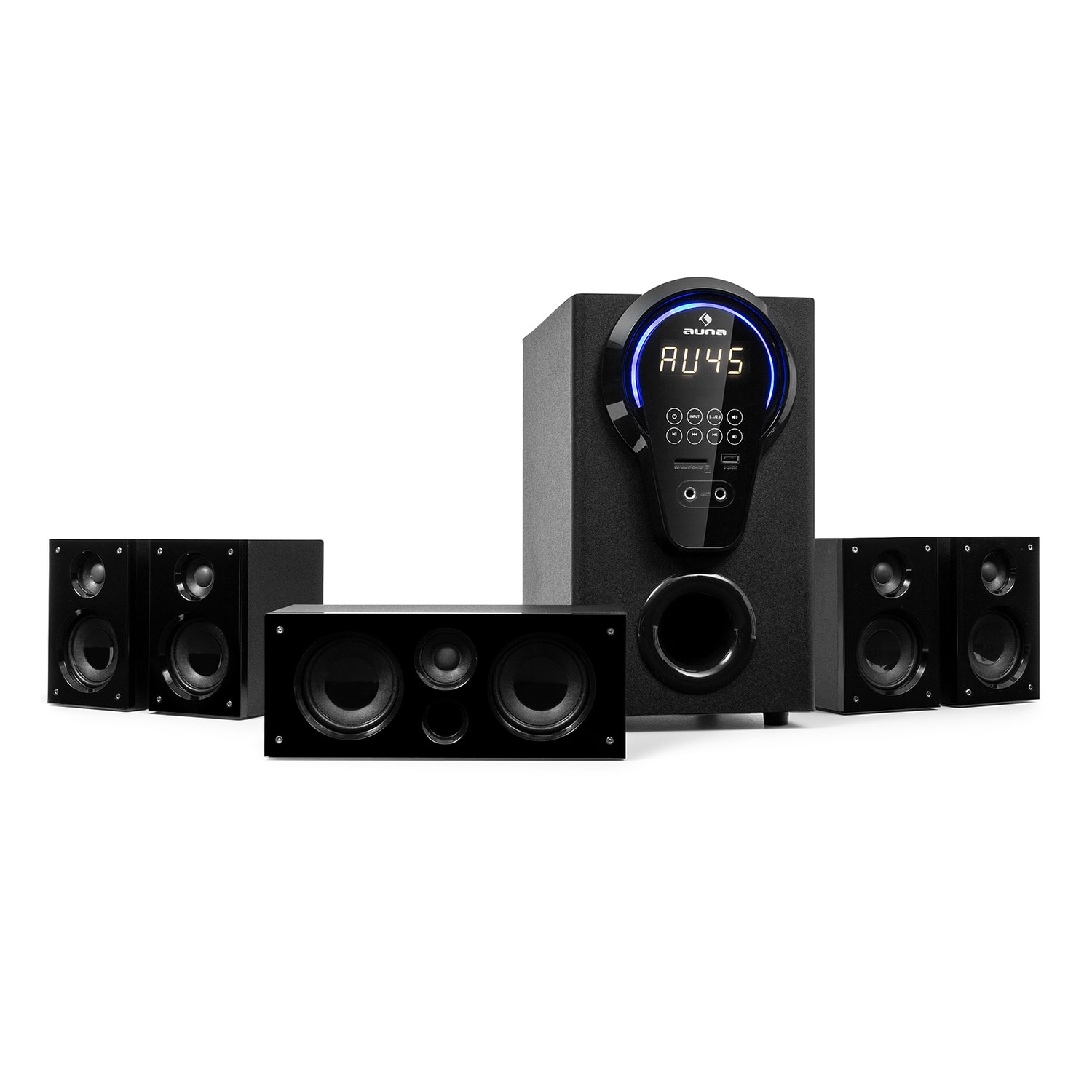 Auna areal 525 dg, 5.1 házimozi rendszer, 125 w rms, optikai bemenet, bt, usb, sd, aux, távirányító