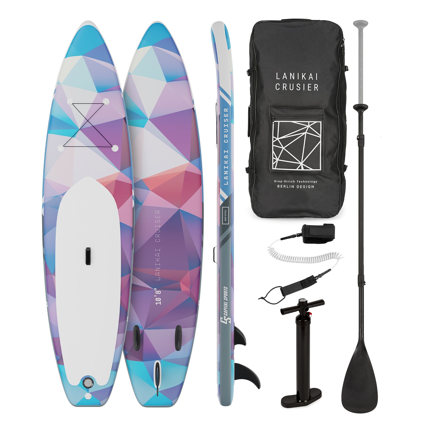 Capital Sports Lanikai Cruiser 10.8, paddleboard gonflabil, set cu placă SUP, 330 × 77 × 15