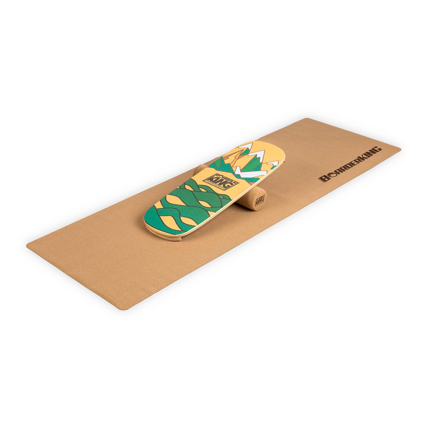 BoarderKING Indoorboard Flow, placa echilibru, saltea, cilindru, lemn / pluta