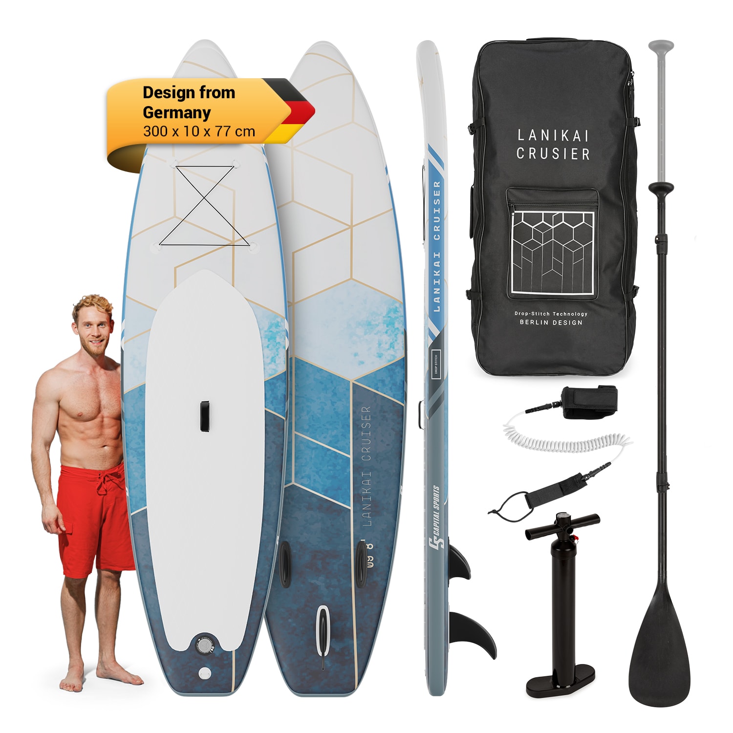 Capital sports lanikai cruiser 9.8, felfújható paddle board, készlet sup deszkával, 305 x 77 x 10