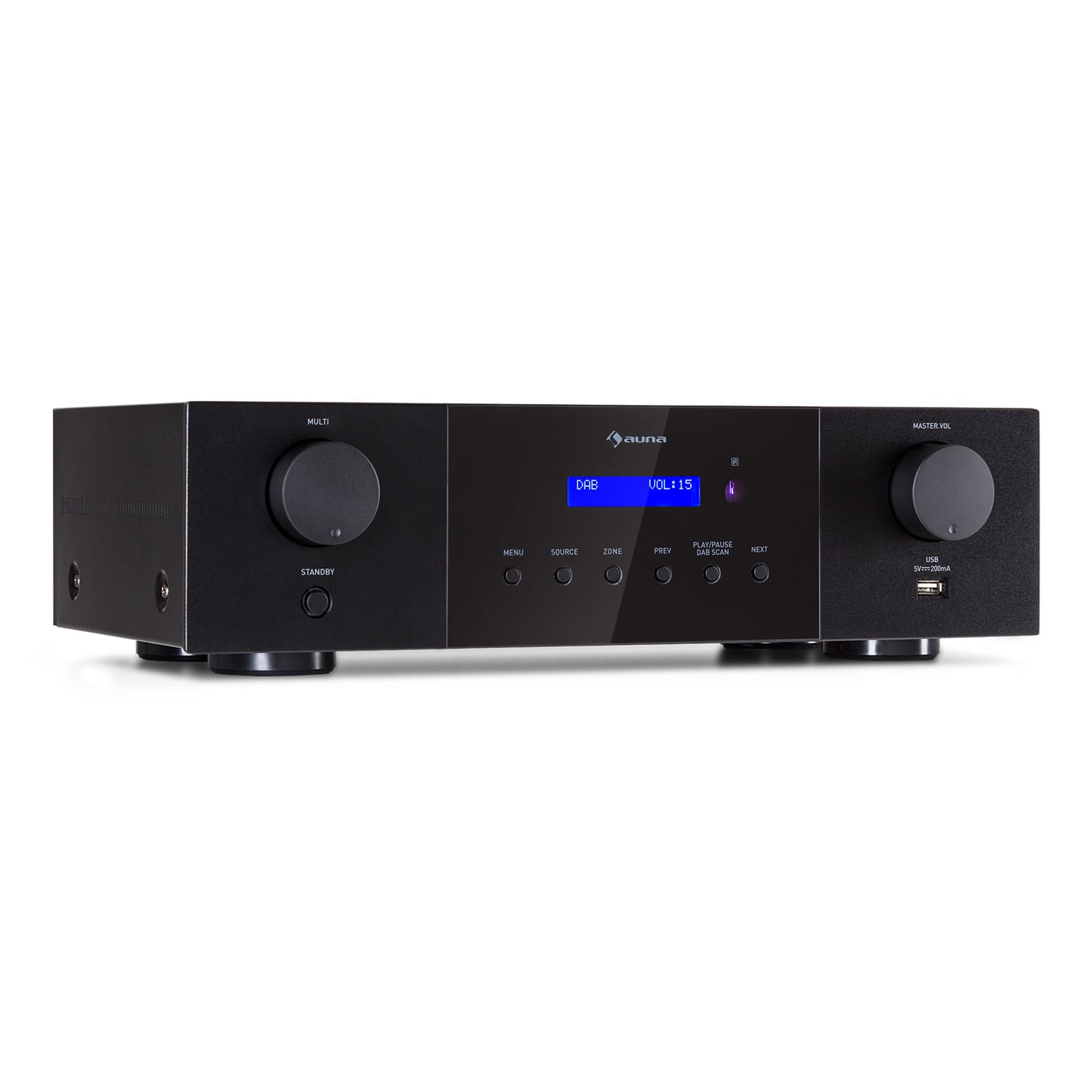 Auna AMP-4000 DAB, amplificator stereo Hifi, radio DAB+, USB, telecomandă, afișaj LED