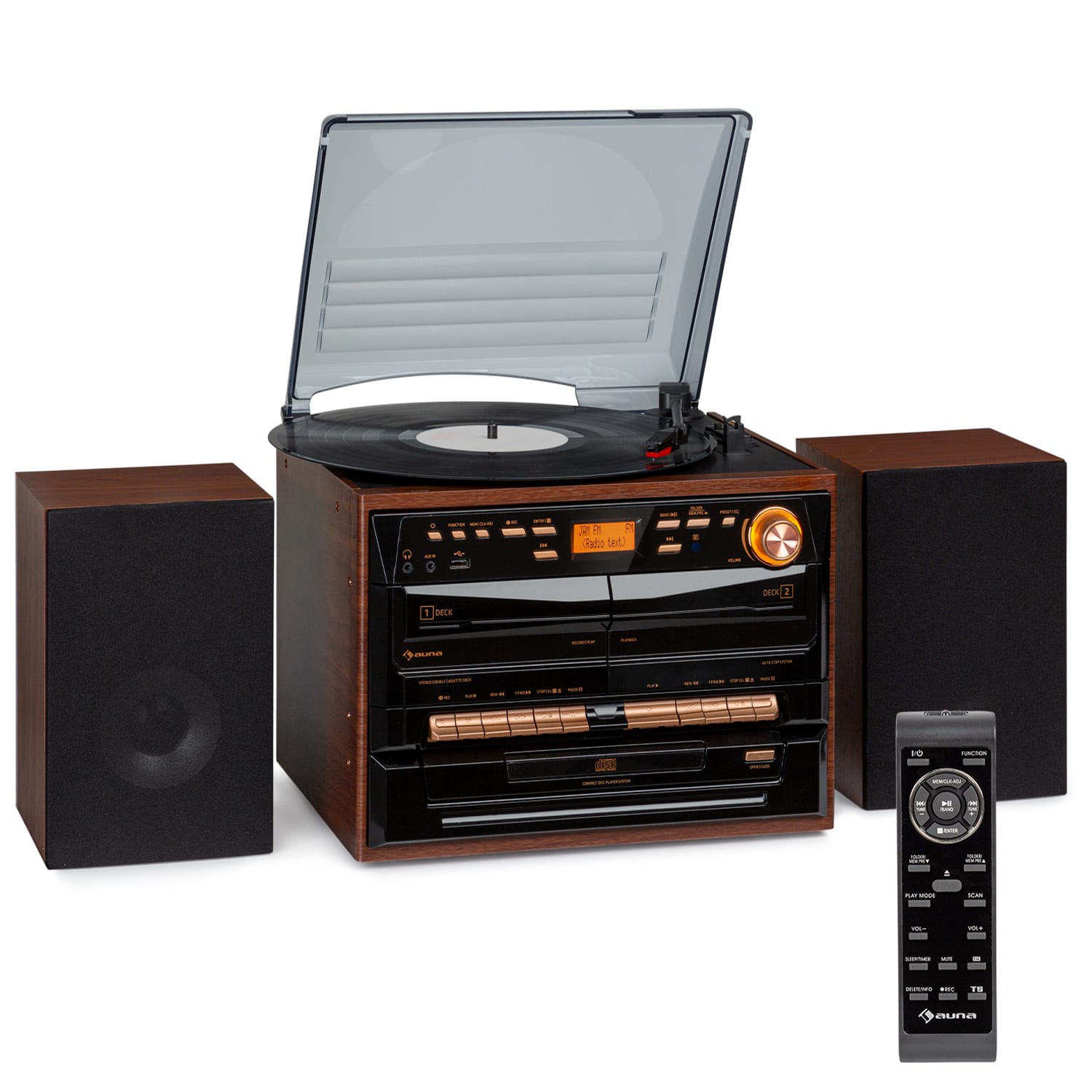 E-shop Auna 388-DAB+, stereo systém, 20W max., vinylové platne, CD, kazeta, BT, FM/DAB+, USB
