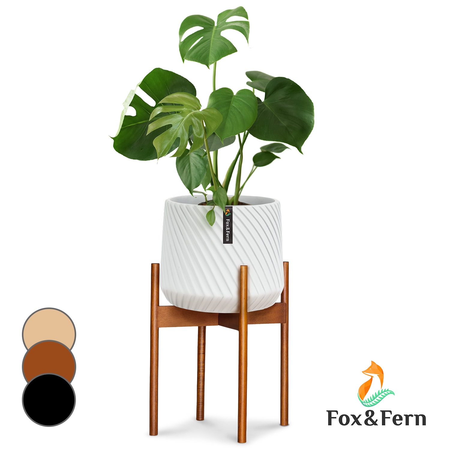 Levně Fox & Fern Zeist, stojany na květiny, 2 výšky, kombinovatelné, zástrčný design, přírodní