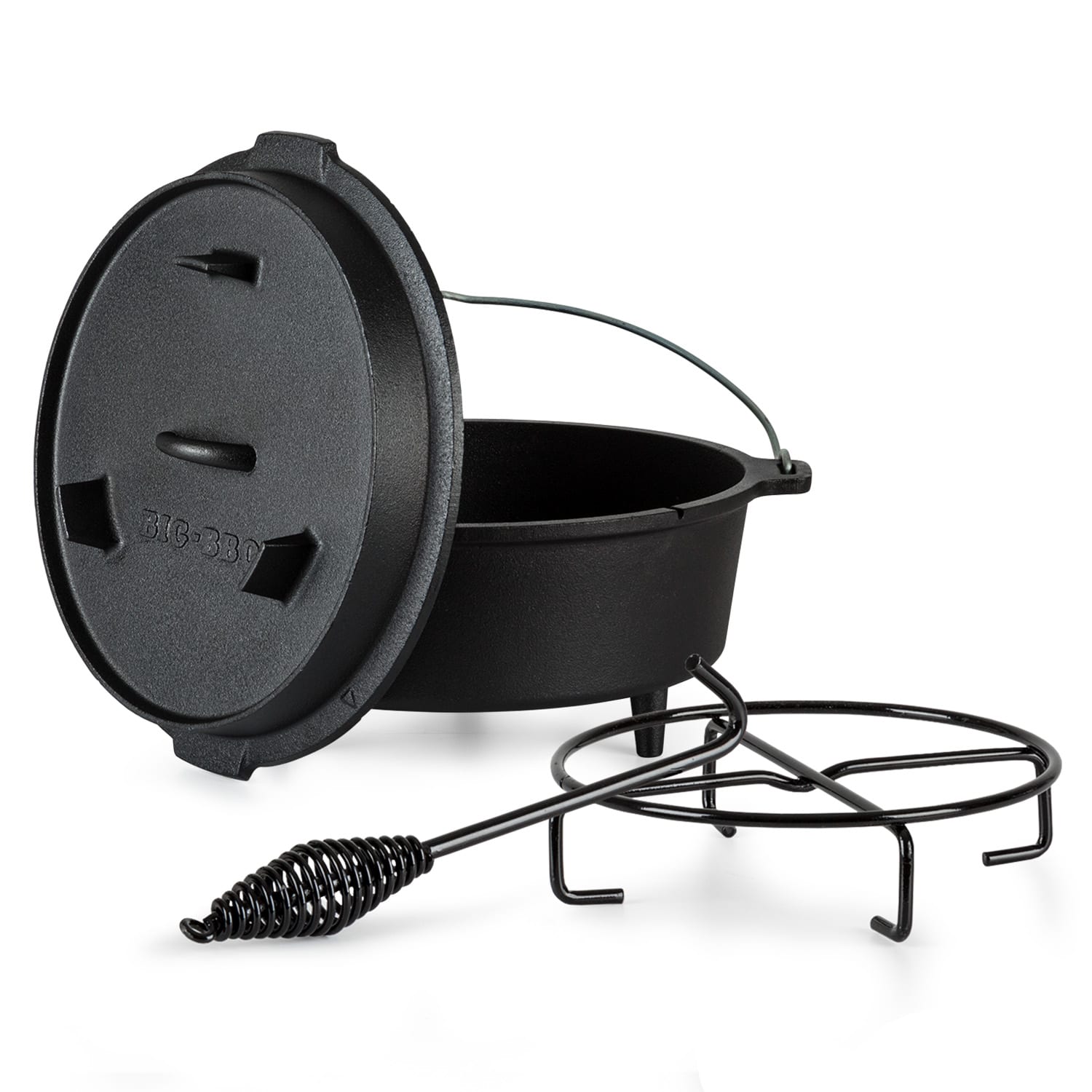 Klarstein Guernsey - Premium dutch oven 4.5, pentola per BBQ, ghisa, pretrattata, piedi d'appoggio, misura S/4.5 qt