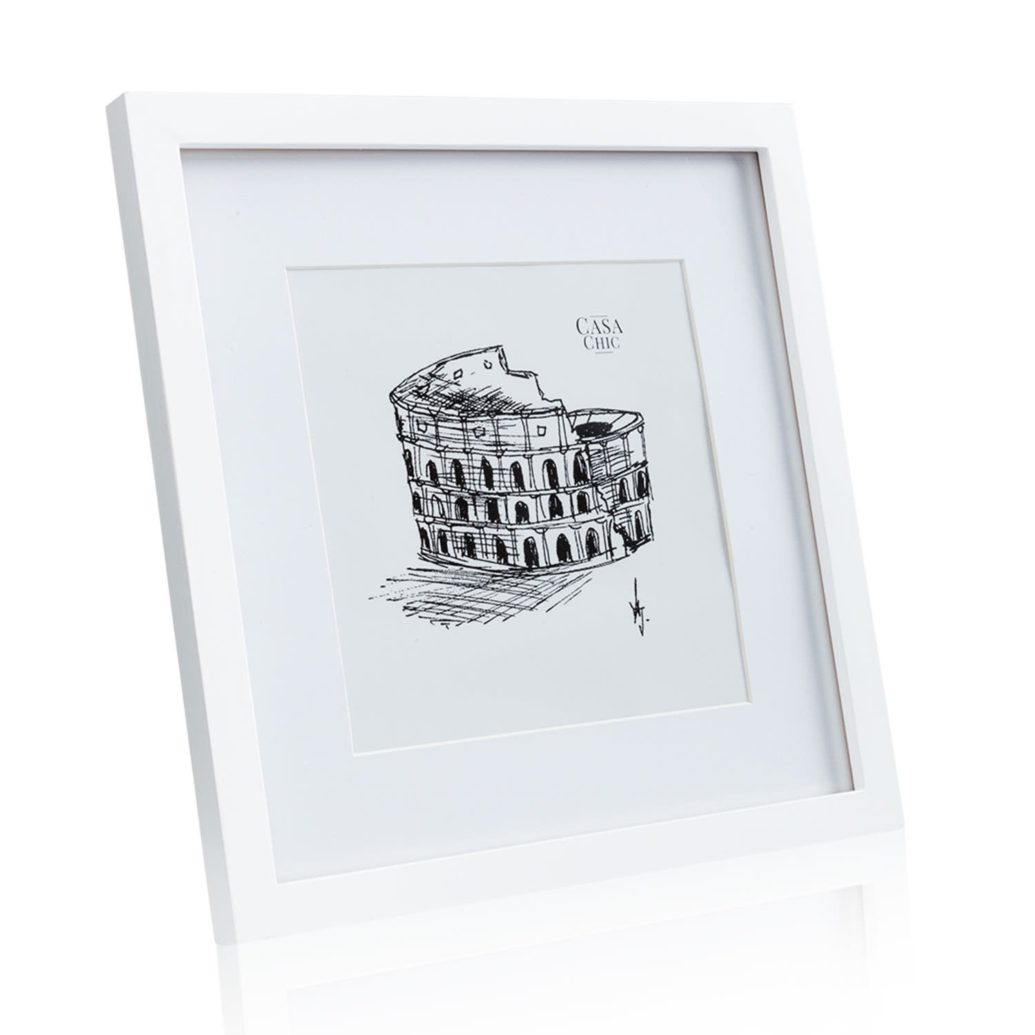 E-shop Casa Chic Everton, rám na obrázky, štvorcový, fotky 25 x 25 cm, pasparta, sklo