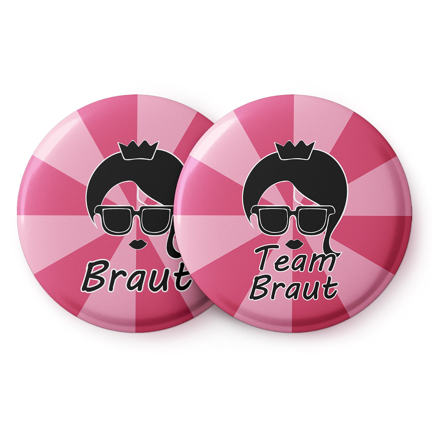 Levně Spielehelden Odznaky Braut Vintage pink pro rozlučku se svobodou 12 odznaků 5,6 cm extra velký dárek pro rozlučku se svobodou