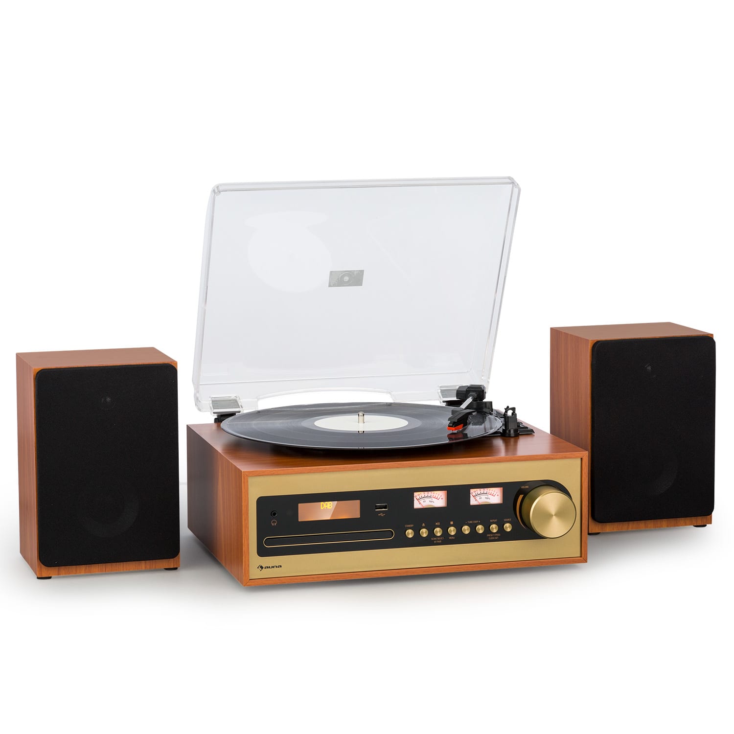 Auna Oxford SE, mini sistem stereo, DAB+/FM, funcție BT, vinil, CD, AUX-In