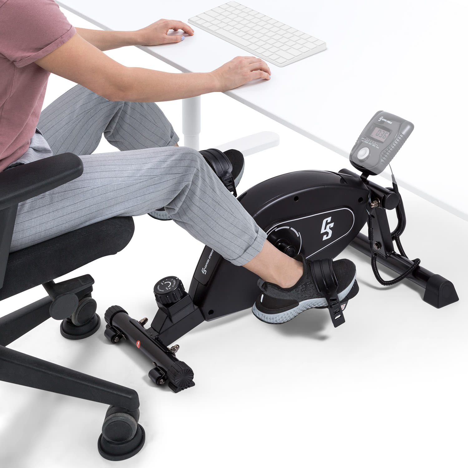 Capital Sports Crius Bluetooth Mini, rezistență în 8 trepte pentru birou sau acasă, calculator de antrenament